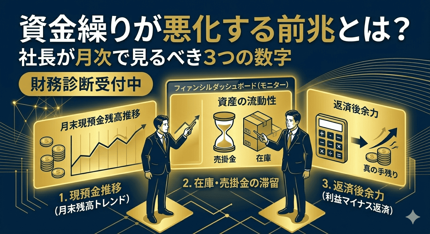 資金繰りが悪化する前兆とは？社長が月次で見るべき3つの数字