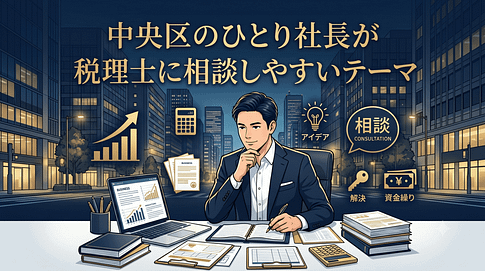 中央区のひとり社長が税理士に相談しやすいテーマとは何なのかについてお伝えしています。